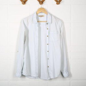 Davina Womens Blue Button Front Long Sleeve Shirt